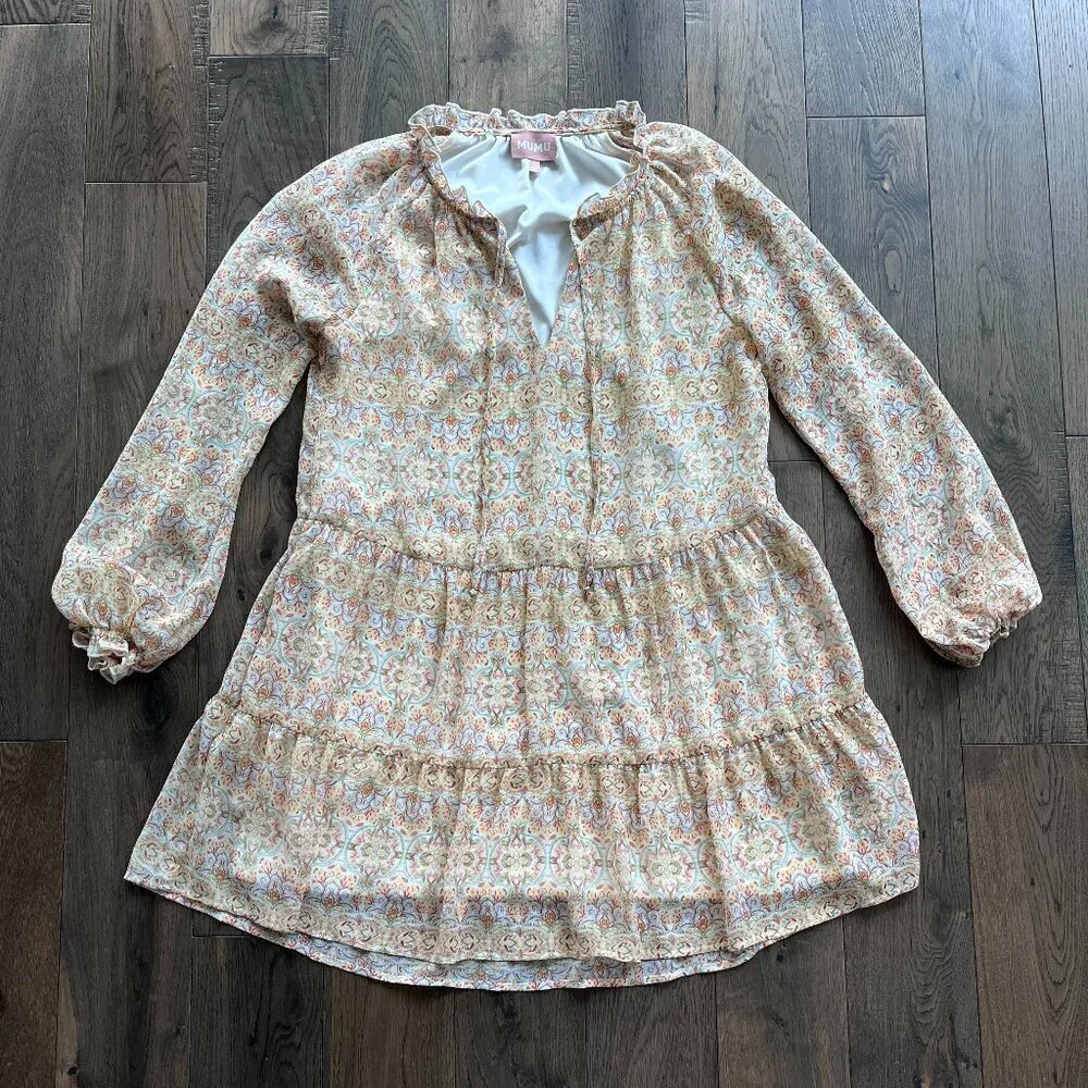 Show Me Your Mumu Birdie Floral Long Sleeve Mini Dress Size S - Picture 2 of 6